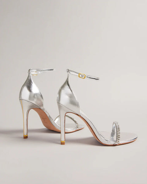 TED BAKER (LN) Embellished silver leather heels! 40