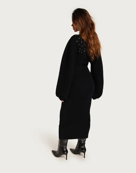 CRĀS (LN) "Clairecras" embellished knit midi dress! 8