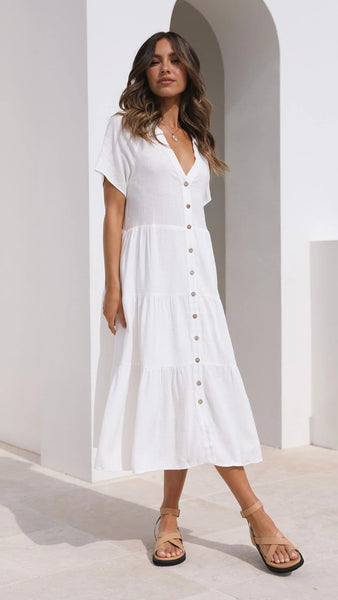 BILLY J (BN) "Kimberly" linen midi dress! 10