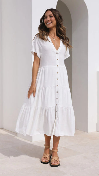 BILLY J (BN) "Kimberly" linen midi dress! 10