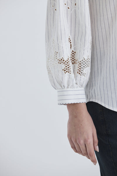 LANIA (LN) "Gina" embroidered pinstripe shirt - White! 16