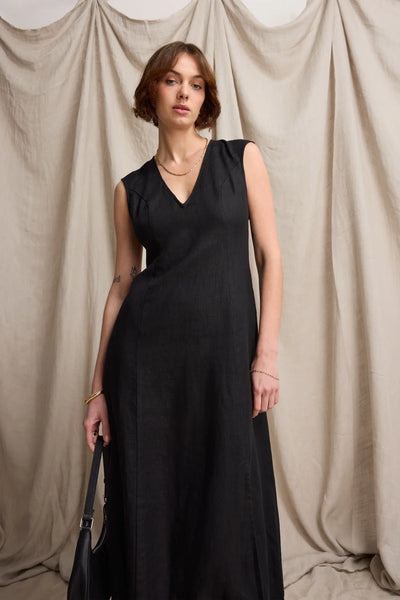 MAX (LN) Alice V neck French linen dress! 10