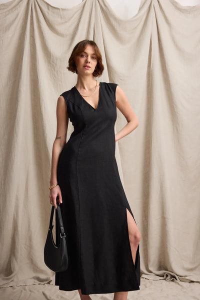 MAX (LN) Alice V neck French linen dress! 10