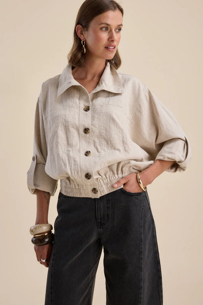 MAX (LN) Linen Hudson gathered waist jacket! 12-14