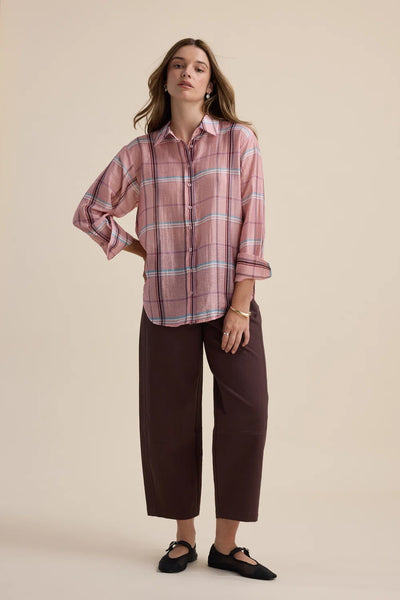 MAX (LN) Carmen lyocell/linen shirt - Pink plaid! 18