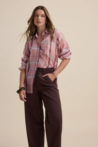 MAX (LN) Carmen lyocell/linen shirt - Pink plaid! 18