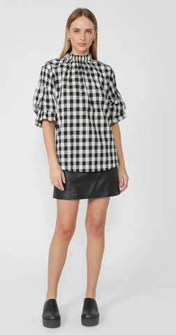 MOOCHI "Ruffed" linen cotton check shirt! 8-10