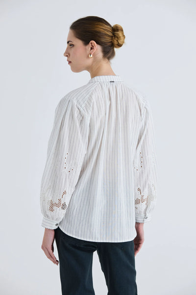 LANIA (LN) "Gina" embroidered pinstripe shirt - White! 16