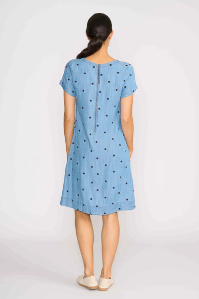 OH3 (LN) Embroidered spot linen blend A-line dress! 16