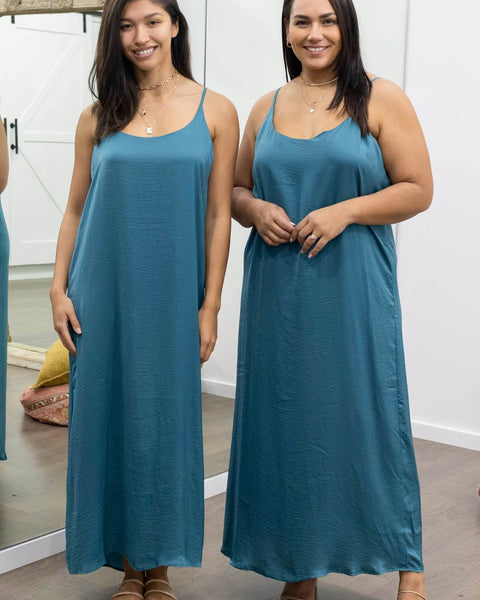 VINE APPAREL (BN) Teal Kinsley slip maxi dress! 18