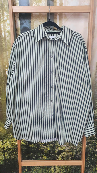 RICOCHET (LN) NZ Anchor shirt - Sage + khaki stripe! 12-14