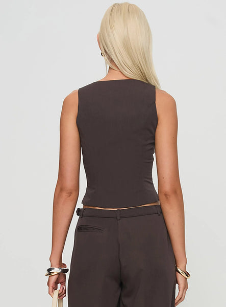 PRINCESS POLLY (BN) "Airi" waistcoat - Brown! 8