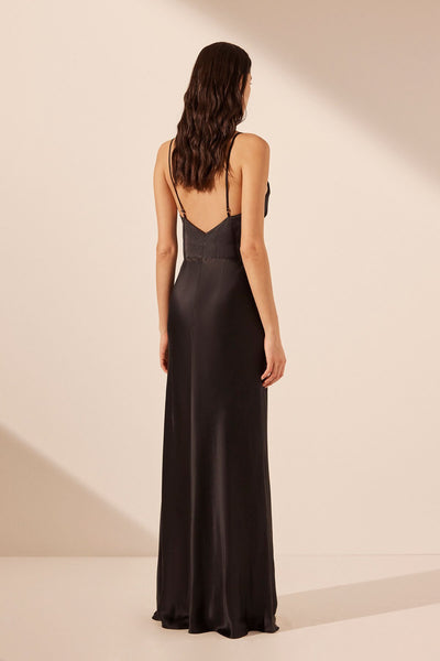 SHONA JOY (LN) Leticia silk cowl neck lace dress! 12