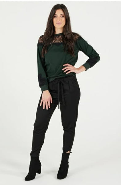 ET ALIA - Lace detail Donovan top - Bottle green! 16