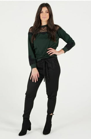 ET ALIA - Lace detail Donovan top - Bottle green! 16