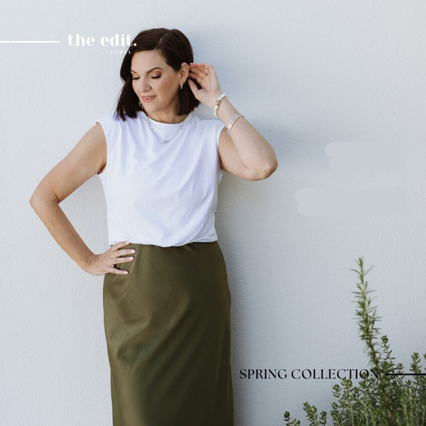 THE EDIT (NZ) Olive satin bias slip skirt! 10
