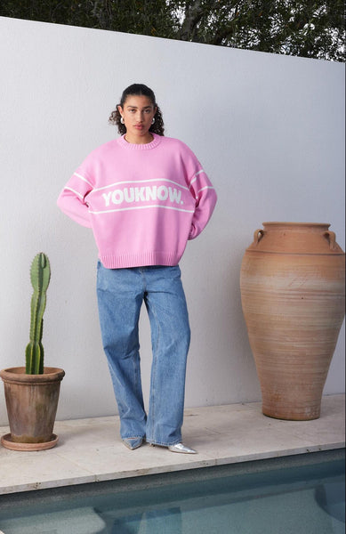 YOUKNOW - Cotton knit crew - Pink! 16-18