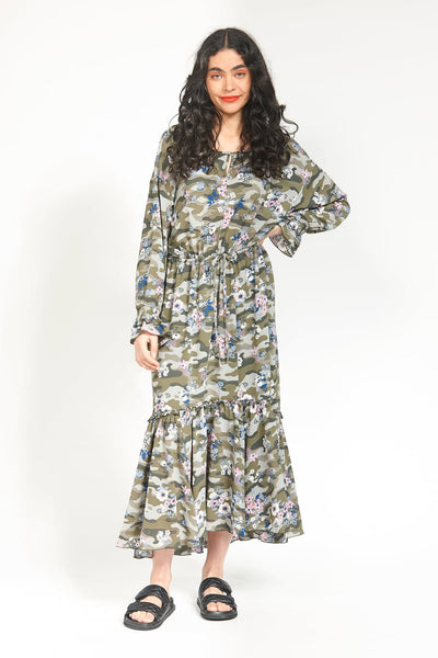 KETZ-KE (BN) "Graphic" floral camo maxi dress! 10-12
