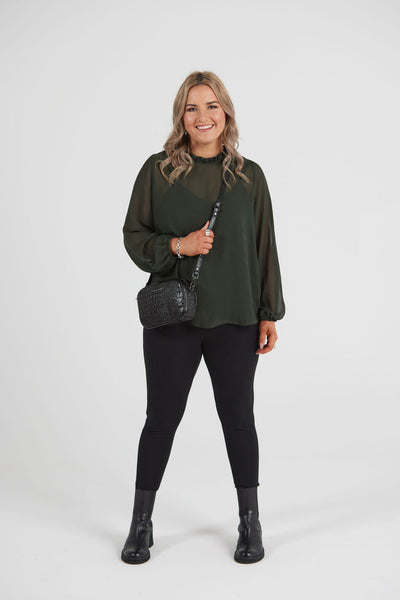 BLANK SPACE (NZ) Ruffle neck Julia chiffon blouse! 12