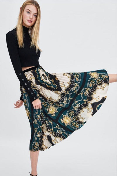 ZARA - Scarf print pleated midi skirt! 10