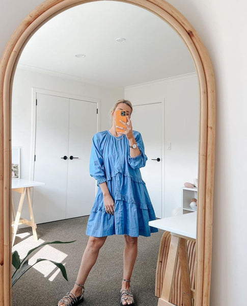 BLAK LUXE - Sky blue ruffle tiered cotton dress! 12