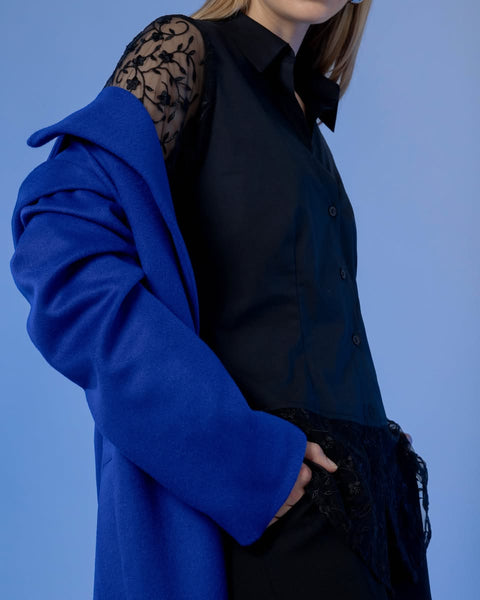 REPERTOIRE (NZ) "Jules" embroidered mesh sleeve shirt! 8-10