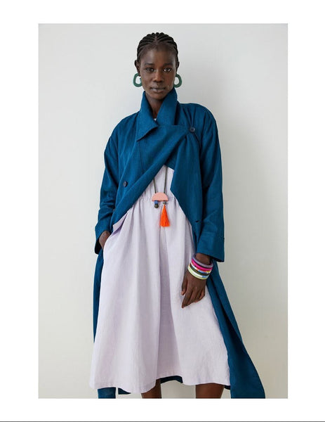 ELK (LN) Anneli french linen trench coat - Teal! 12-14