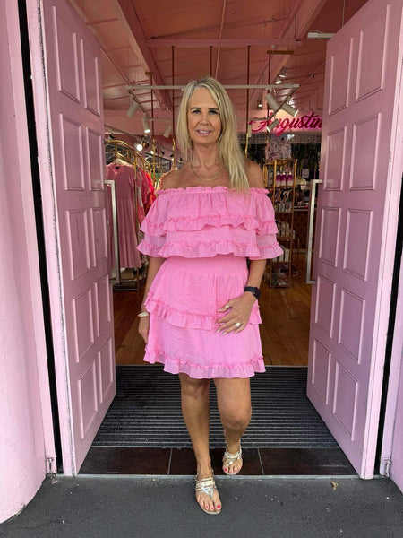 AUGUSTINE - Skylar frilly pink cotton mini dress! 12