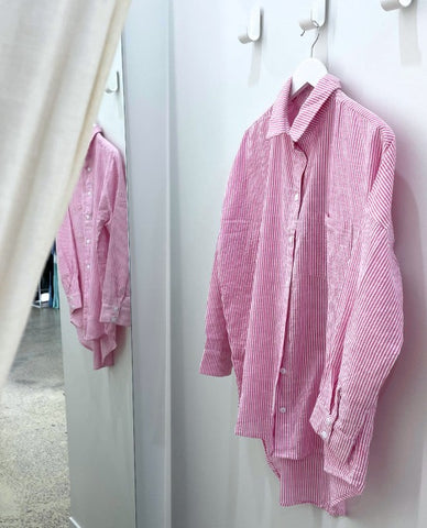 BLAK LOVE - Defiant textured cotton shirt - Pink stripe! 12-14