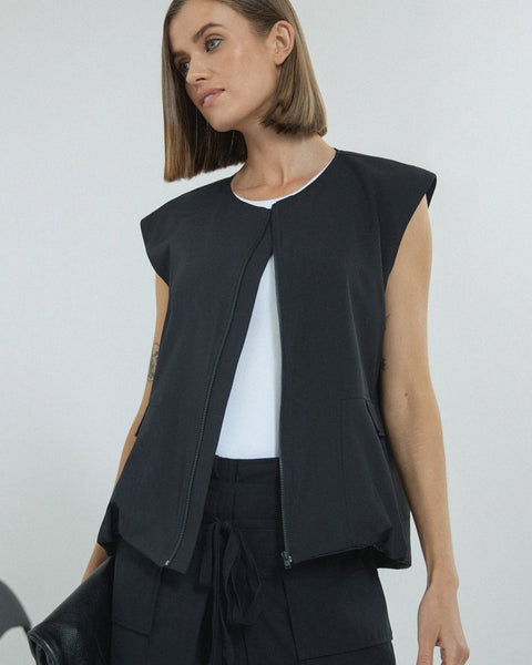 REPERTOIRE (NZ) "Pulse" bubble hem waistcoat - Khaki! 16