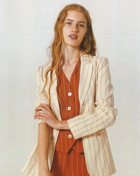 NICE THINGS By Paloma S (BN) Rust stripe linen blazer! 10
