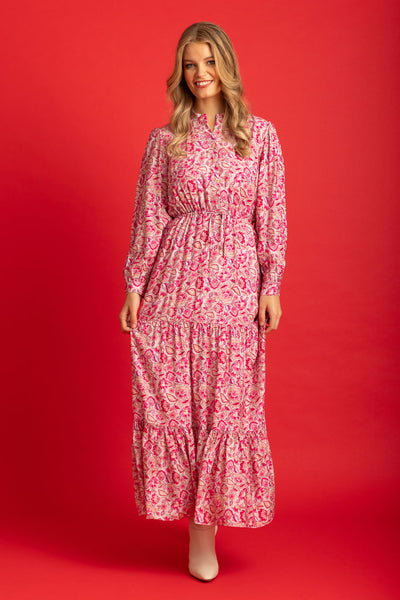 AUGUSTINE (LN) Pink floral maxi shirt dress! 16