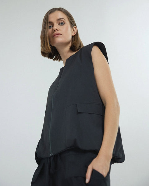 REPERTOIRE (NZ) "Pulse" bubble hem waistcoat - Khaki! 16