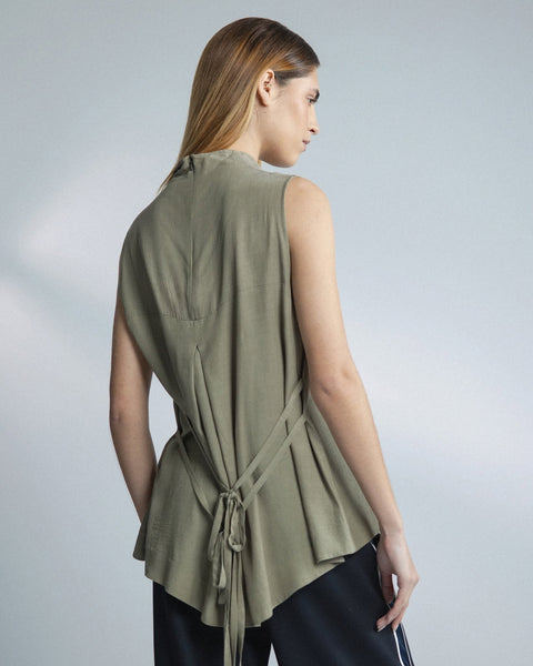 REPERTOIRE (NZ) "Folio" cupro tie back top! 8-10
