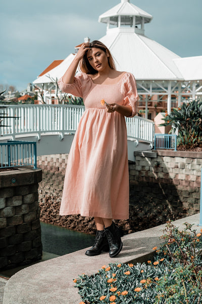 SASS - Tilly reversible textured cotton dress - Peach! 10-12