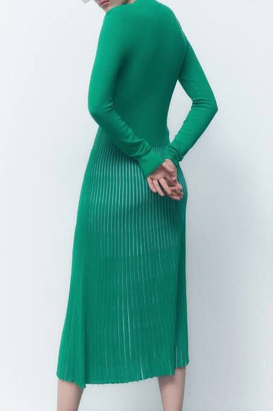 ZARA - Green knit pleated skirt dress! 14-16