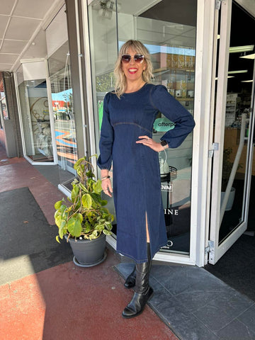 LEILA + LUCA - Lacey chambray denim midi dress! 12