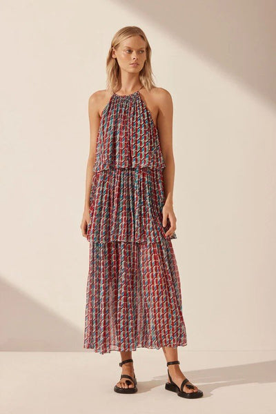 SHONA JOY (BN) "Maribel" halter tiered midi dress! 12