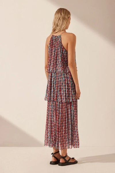 SHONA JOY (BN) "Maribel" halter tiered midi dress! 12