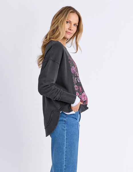 FOXWOOD (LN) Vintage posy jumper - Washed black! 12-16