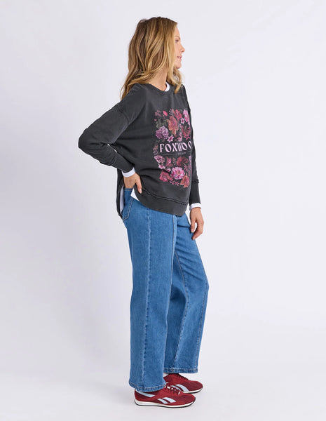 FOXWOOD (LN) Vintage posy jumper - Washed black! 12-16