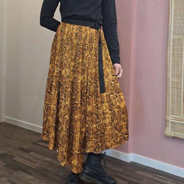 MOOCHI "Wonder" midi skirt - Golden snake print! 12