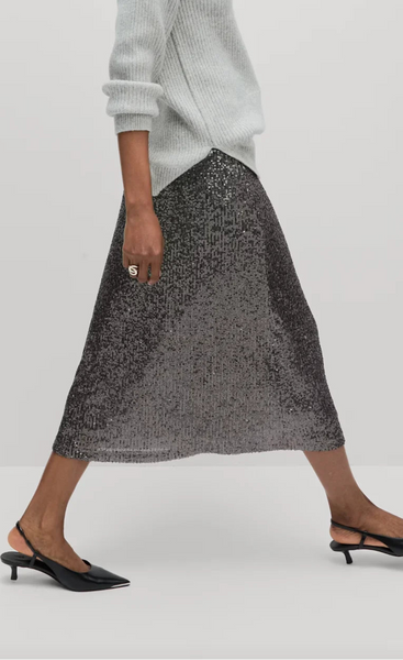 M&S - Sequin midi slip skirt - Grey! 12