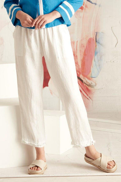 VERGE (LN) Capri linen 7/8th pant - White! 14