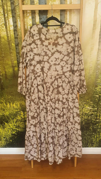SILLS (NZ) Taupe floral Lola print cotton voile dress! 14