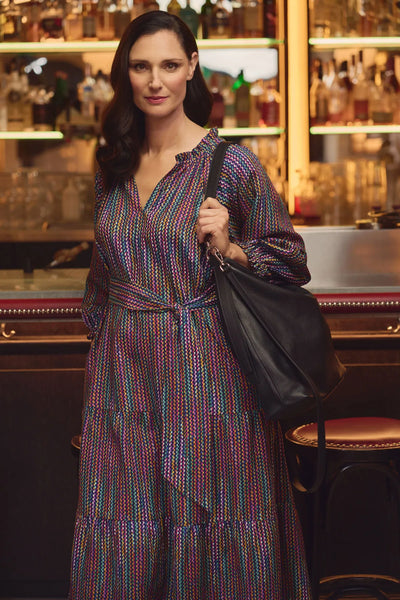 BLUE ILLUSION (LN) Linen blend colourful Joie dress! 14