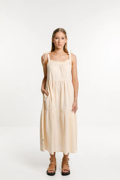 THING THING (BN) "Tie up ziggy" textured cotton dress - Vanilla! 16