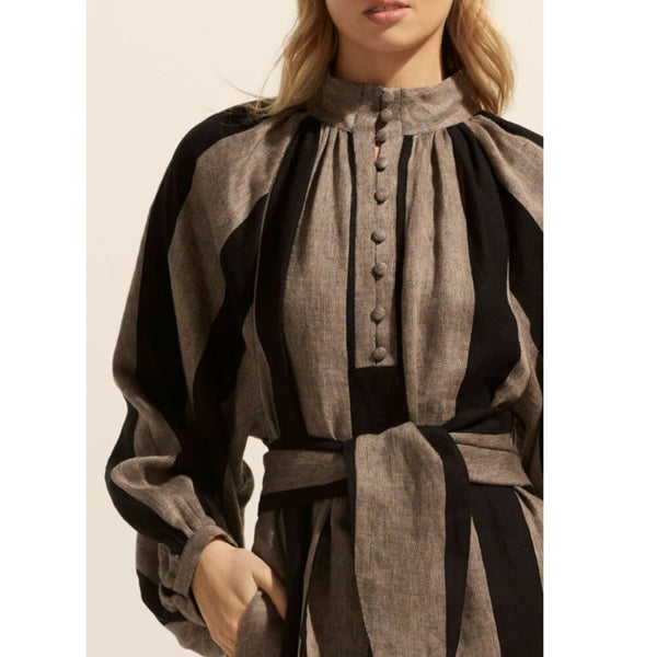 ZOE KRATZMANN - Linen Import dress - Black/stone! 12-14
