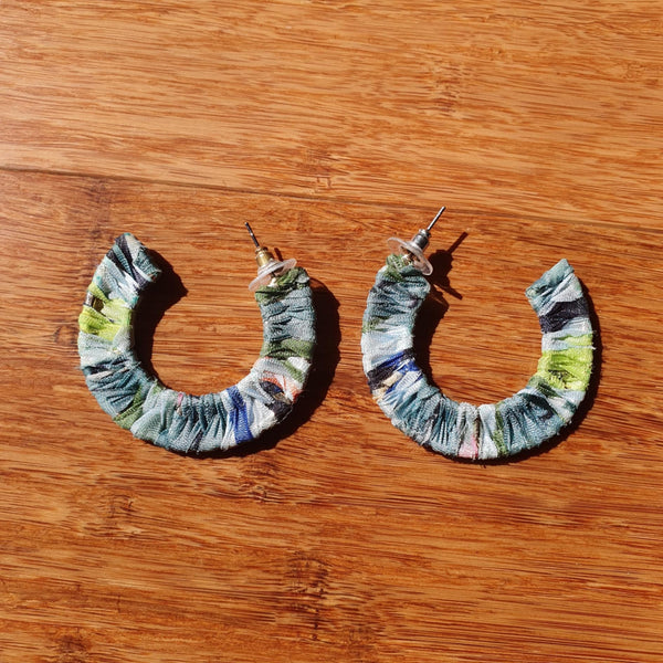 STELLA & GEMMA - Fabric wrapped metal hoop earrings!