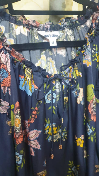 LOOBIE'S STORY - Gala satin blouse - Indigo floral! 16